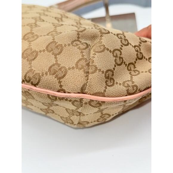 Gucci  Monogram Web Medium Half Moon Hobo Blue Pink Accents*Canvas and Leather - Picture 4 of 16